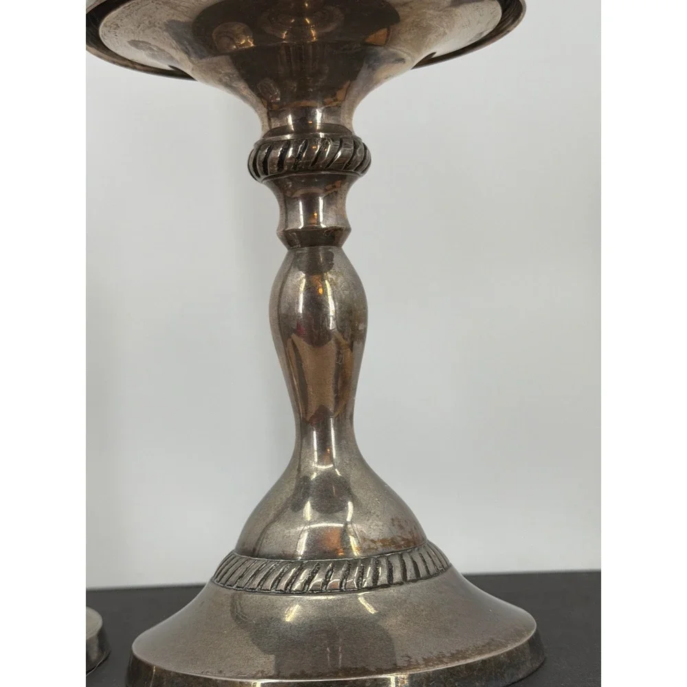 Pottery Barn Silver Plated 2 Candle Holders Rope Twist Taper Pillar 10